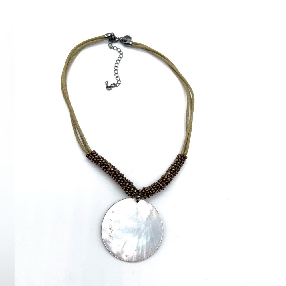 Lia Sophia Leather & Abalone Shell Pendant - Picture 4 of 4